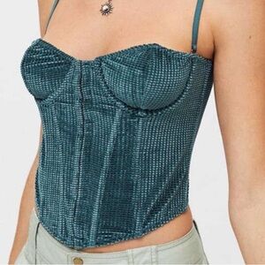 Urban Outfitters Out From Under Waffle Green Corset Top
